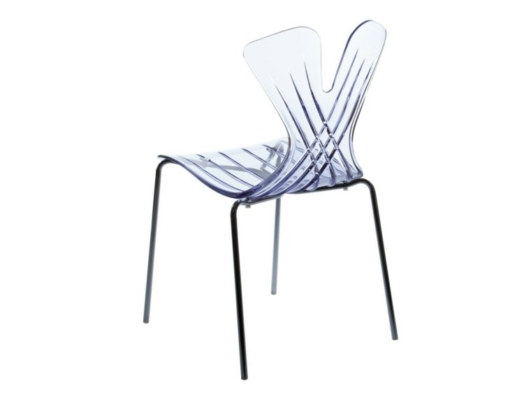 gennemsigtig stol kanin gaber blå ombre striber mønster ryglæn original