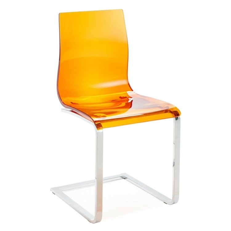 stol gennemsigtig orange design moderne stil metal materiale akryl