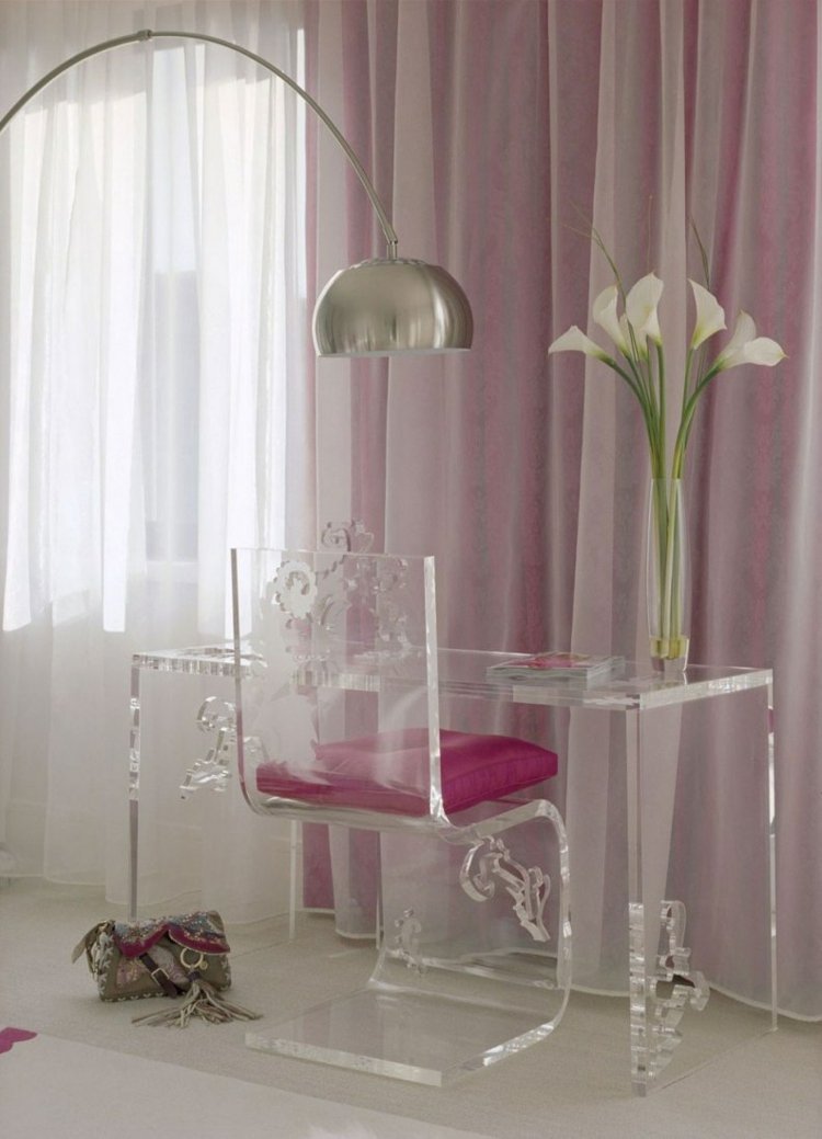 gennemsigtig stol romantisk motiv motiver skrivebord toiletbord soveværelse