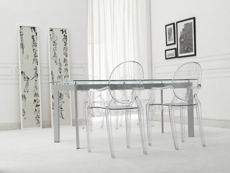 stol gennemsigtig akryl design stabil indretning spisestue elegant