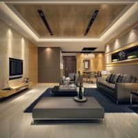 Kombinierte Beleuchtung im Wohnzimmerdesign