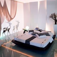 Schlafzimmerdesign mit glänzendem Boden