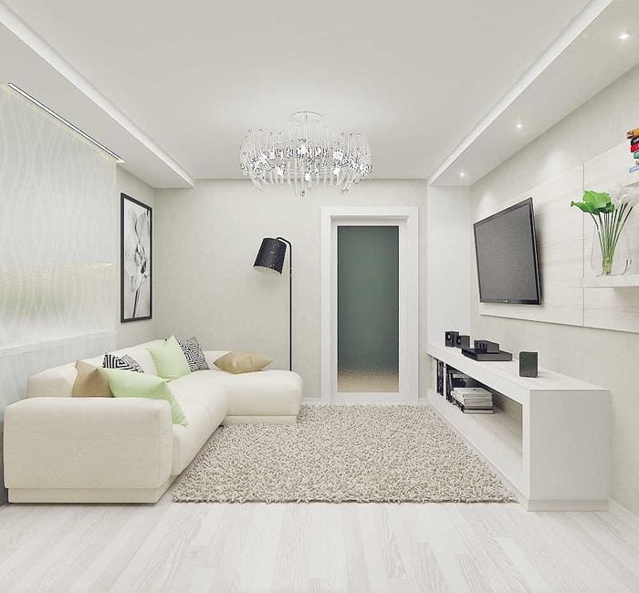 опция за светъл декор на стая в светли цветове в модерен стил