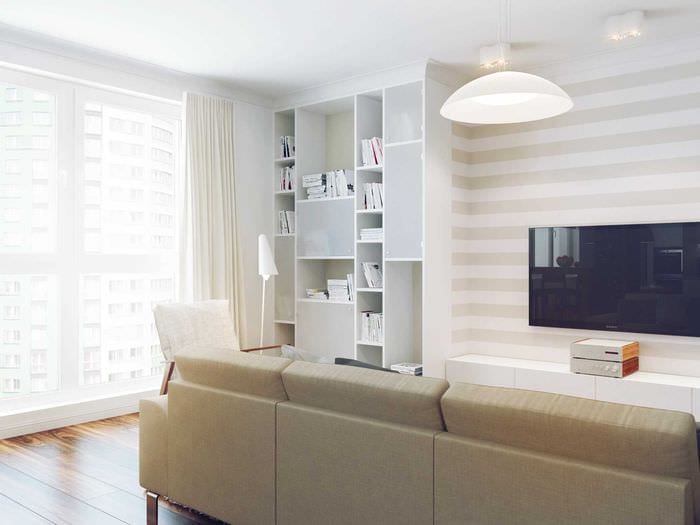 опция за светъл дизайн на стаята в светли цветове в модерен стил
