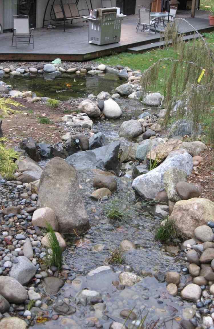 Dam med en å, have-skabe-grus-jord-folie