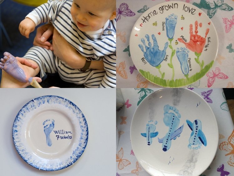 Plademaling baby håndaftryk og fodaftryk DIY motiver