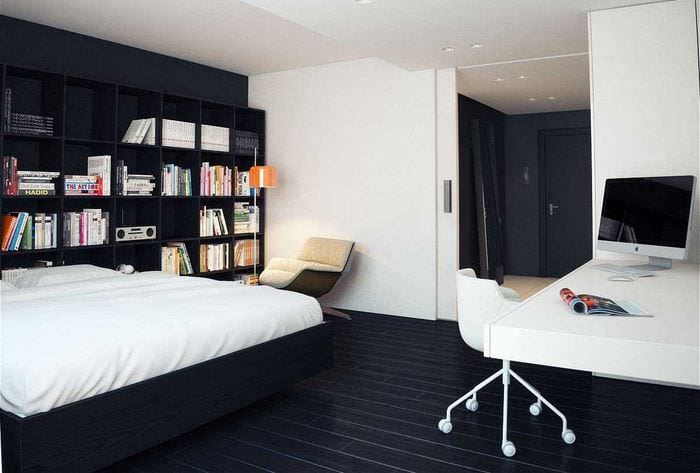 gyönyörű sötét padló egy lakás stílusában