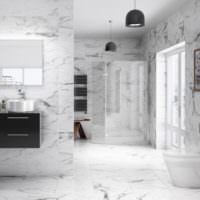 Gråhvid marmor i badeværelsesdekoration