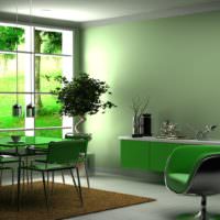 הדומיננטיות של גוונים ירוקים בסלון