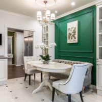 Stue design i grønt og hvidt