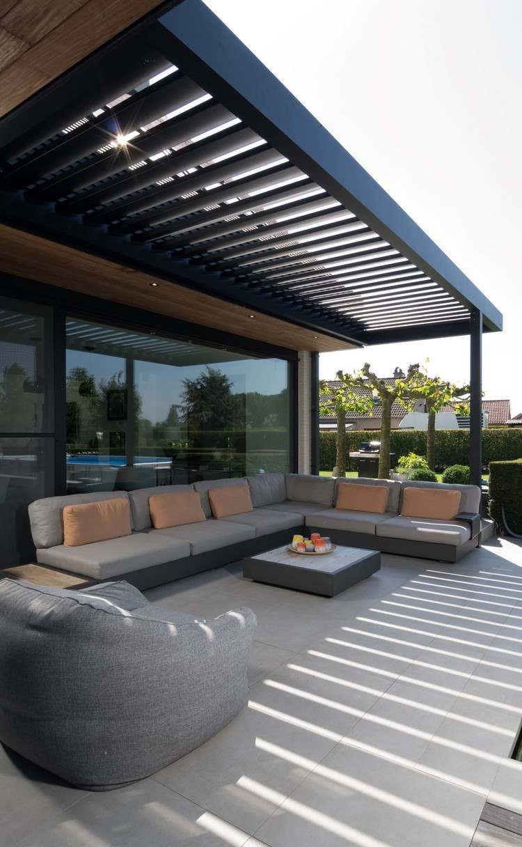 Moderne ideer til terrassedesign med tagdækning af lameltag