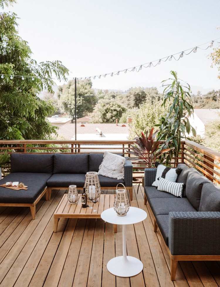 Terrasse design ideer teak gulve og møbler