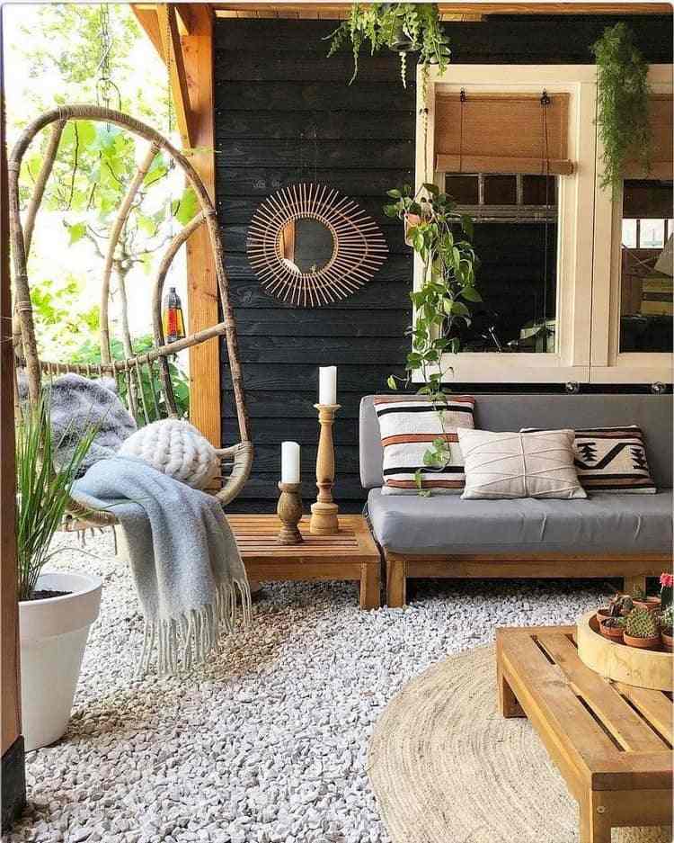 Terrasse design ideer i boho stil møbler og dekoration