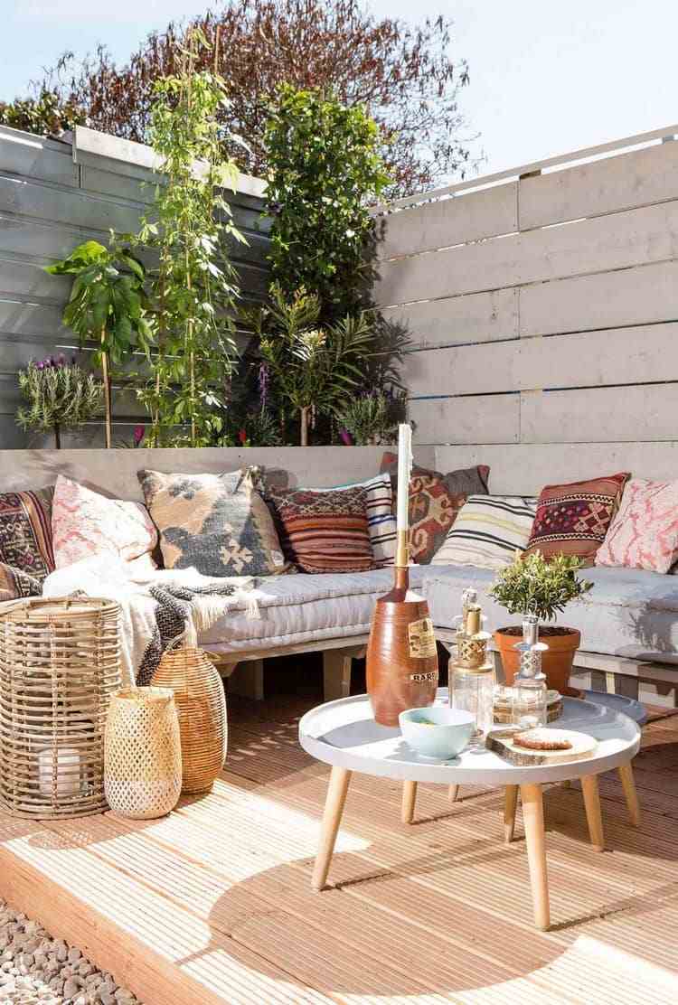 Boho patio design mønstrede sædehynder kurve