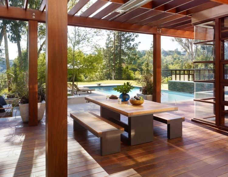 terrasse design-træ-ideer-moderne-pool-tagdækning-pergola
