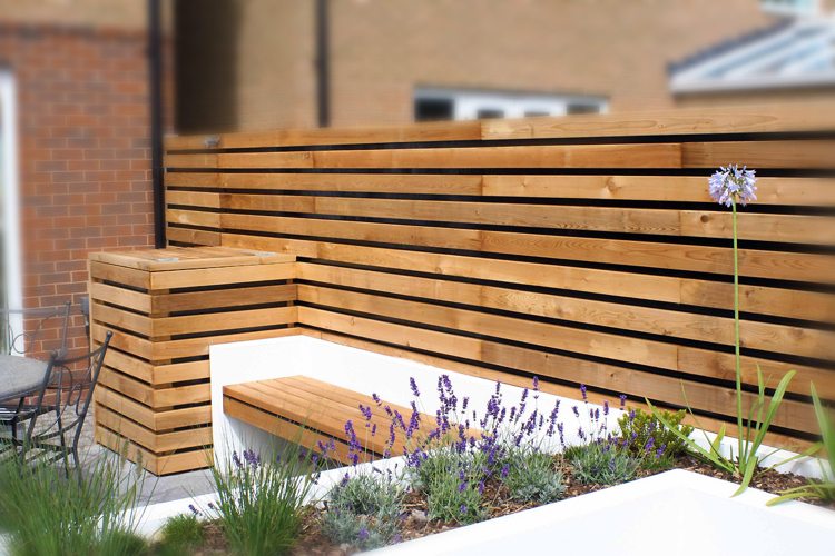 terrassemøbler træ udendørs moderne bænk høj seng beskyttelse af personlige oplysninger