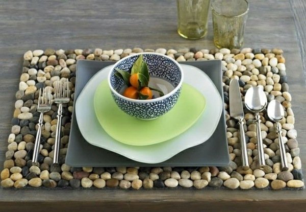Borddekoration Japansk stil flodsten tallerken gaffel porcelæn krus