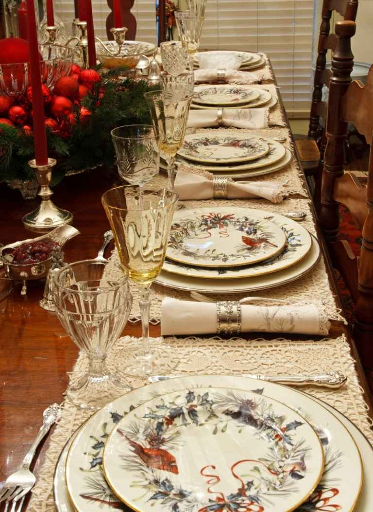 bordpynt juletøj vintage idé blonder stedmåtter