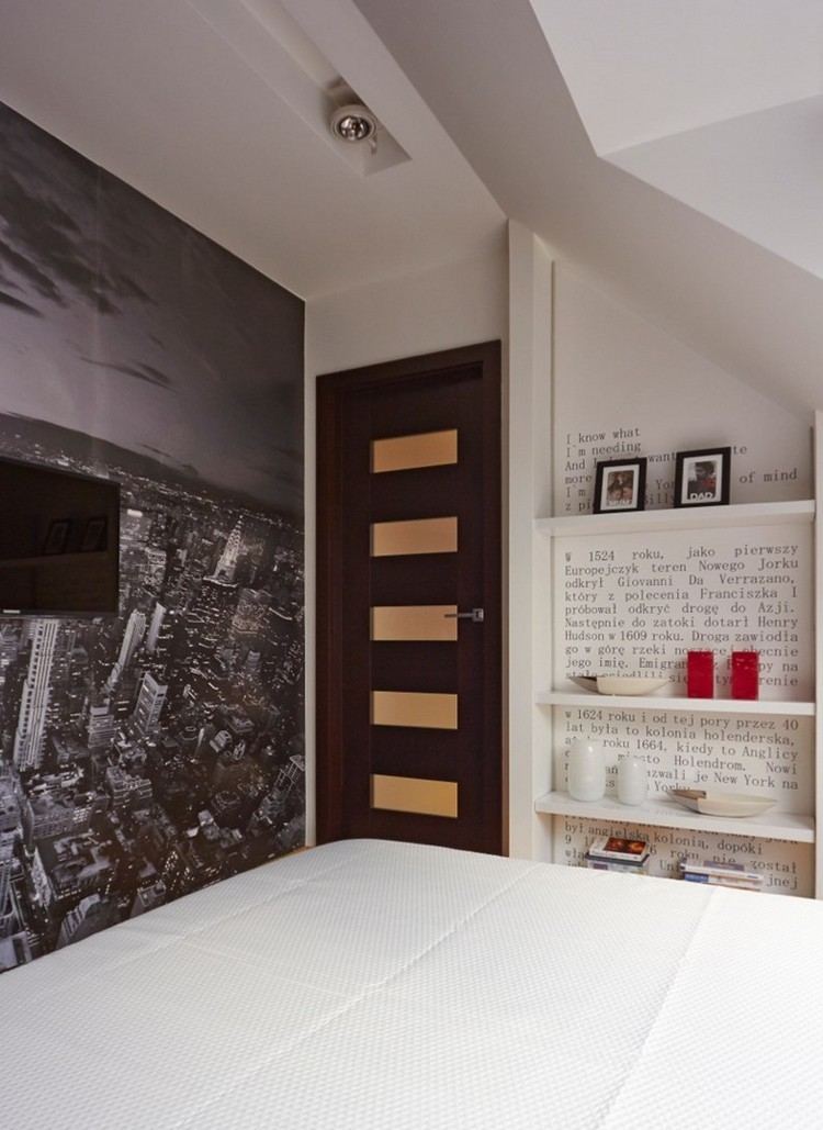 Fototapet design soveværelse-new-york-fugleperspektiv-sort-hvid