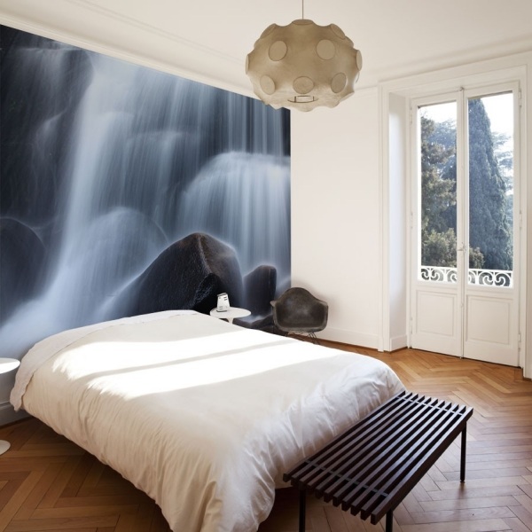 væg soveværelse vandfald fotorealistisk tapetindretning