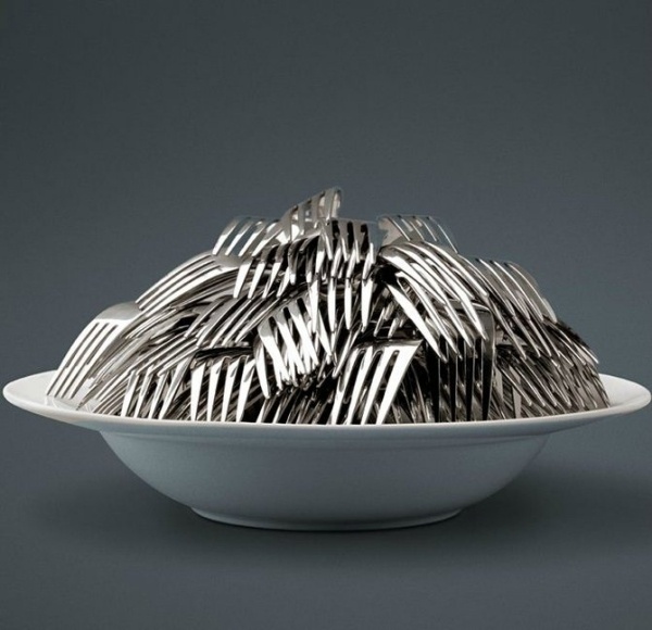Plade og gaffelsammensætning moderne kunstfoto