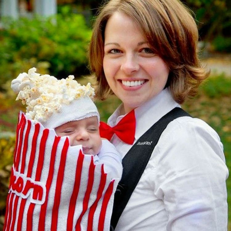 halloween kostumer mor baby popcorn idé tuete hat biograf