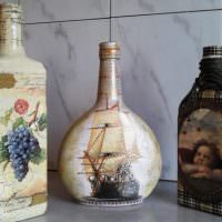 Decoupage-Flaschen mit eigenen Händen