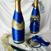 Champagner-Dekor mit Satinbändern