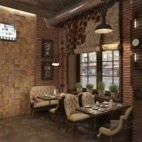 Idee eines hellen Restaurants im Loft-Stil Foto
