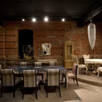 Option einer hellen Einrichtung eines Cafés im Loft-Stil Foto