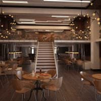 Option einer hellen Gestaltung eines Cafés im Stil eines Loftfotos