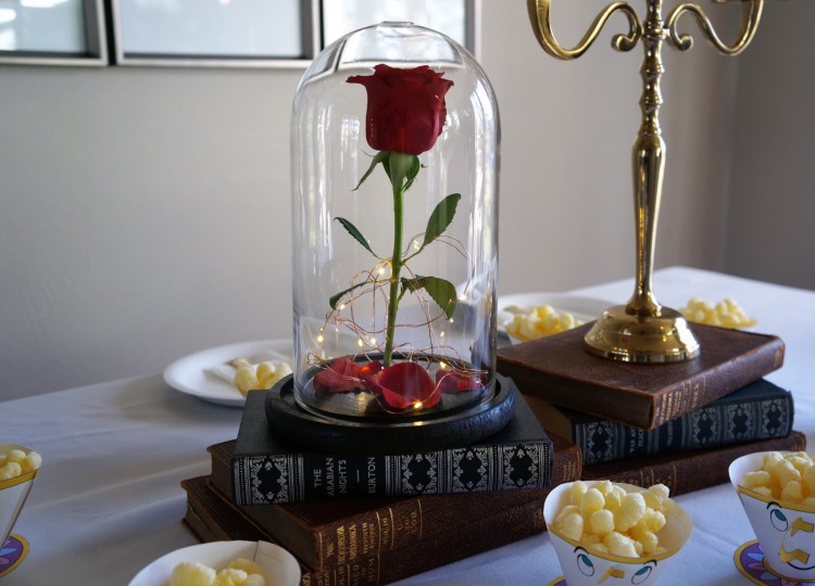 rose glas bord dekoration lysestage børn fødselsdag