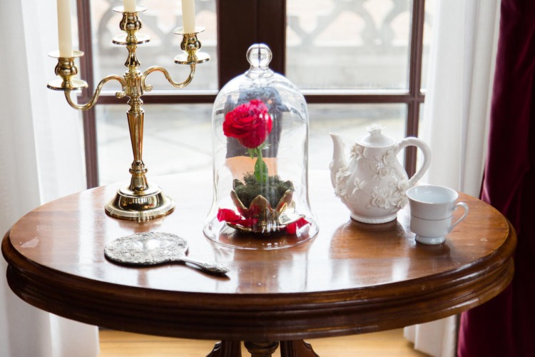 rose glas planter engagement eventyr borddekoration