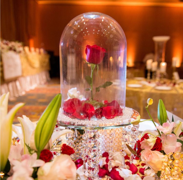 rose glasperler krystal klokke bryllup