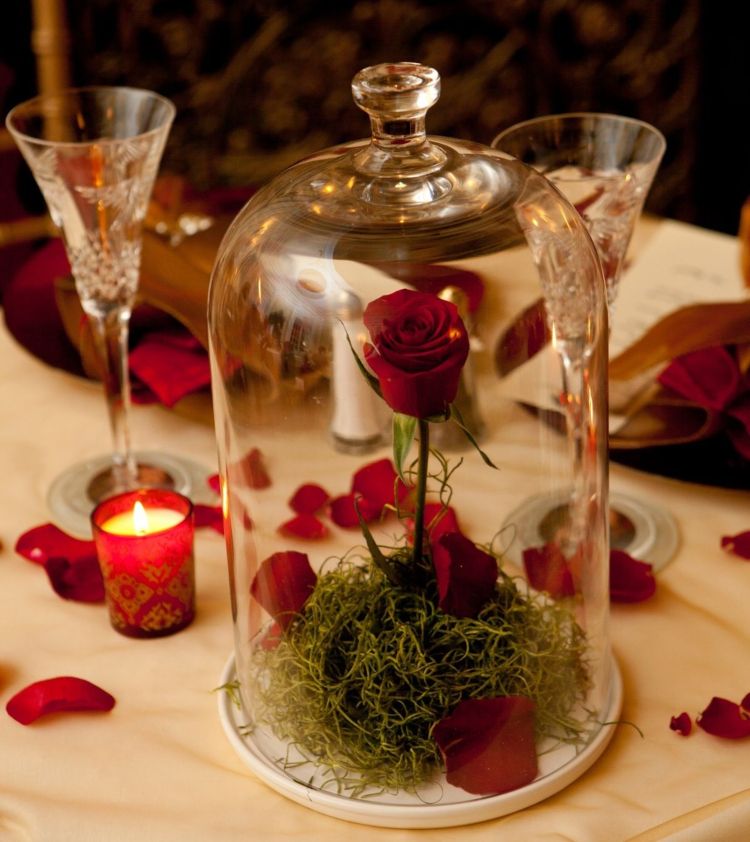 rose glas dekoration idé klokke krukke arrangement blomster bryllup