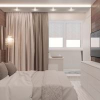 חדר שינה מינימליסטי עם מרפסת