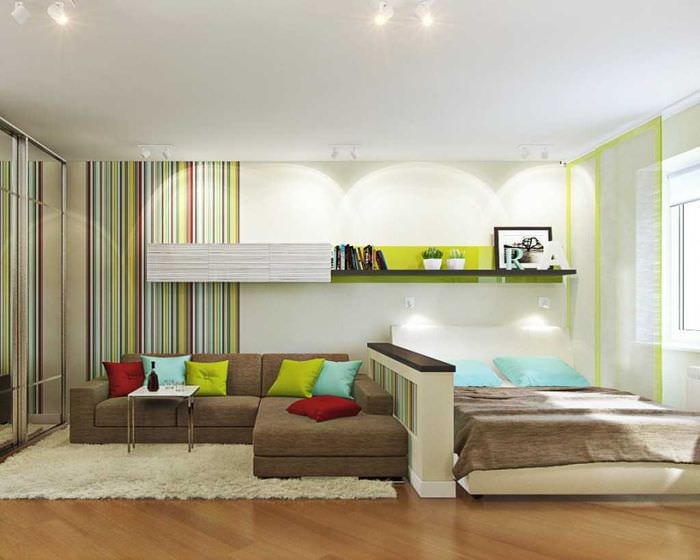 опция за светъл дизайн на спалнята в хола