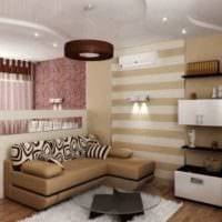 Option eines hellen Wohnzimmer-Schlafzimmer-Innenfotos