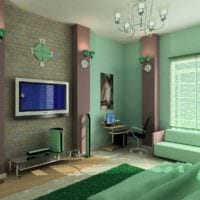 Beispiel für ein helles Wohnzimmer-Schlafzimmer-Bild