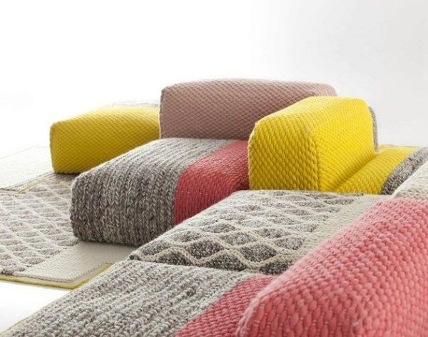 Stue møbler design sæt-naturfiber uld-sækkestol sædehynder