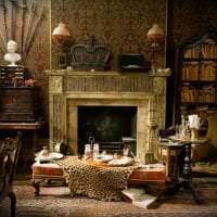 dunkles viktorianisches Wohnzimmerdekorfoto