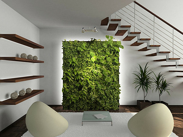 Bæredygtigt liv 3D-grønt-lodret have-indendørs haveideer