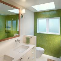 Badeværelse med grønne fliser