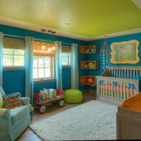 Detská izba s modrými stenami
