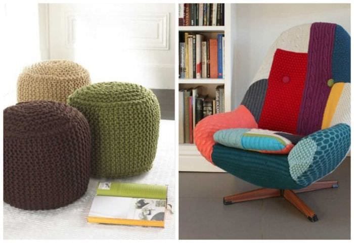 strikkede slipcovers i stuen indretning