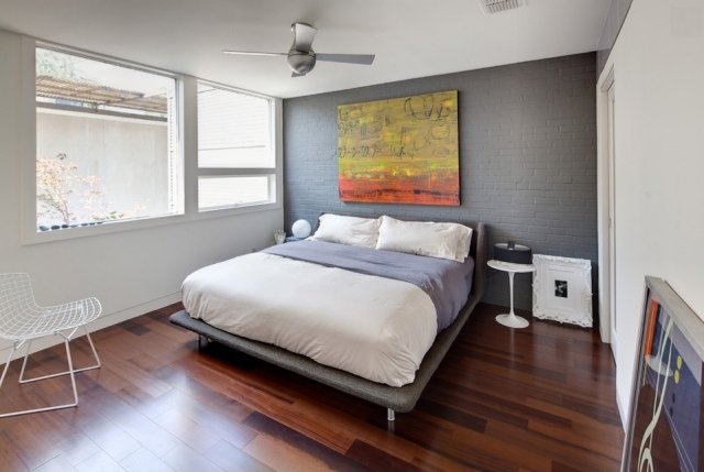 væg-farver-soveværelse-accent væg-design-mursten-grå-maleri-levende-ideer-moderne