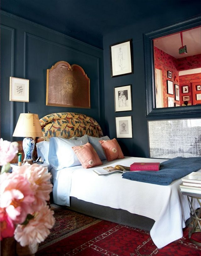 Moderne-væg-farver-soveværelse-hus-dekoration-kilim-blomstervase