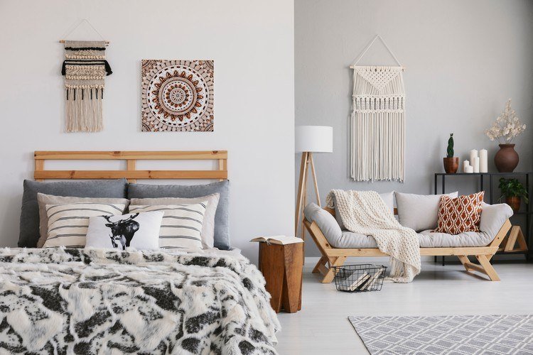 Boho vægdekoration ideer vægdesign i soveværelset