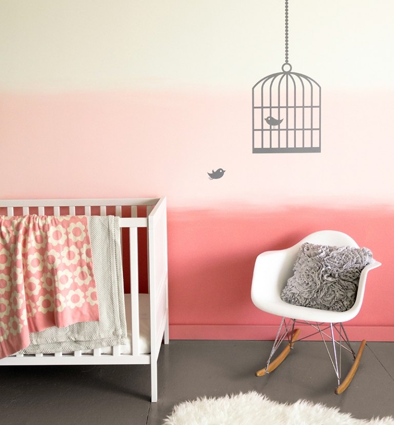 Vægdesign-gør-det-selv-farve-gradient-baby værelse-ideer
