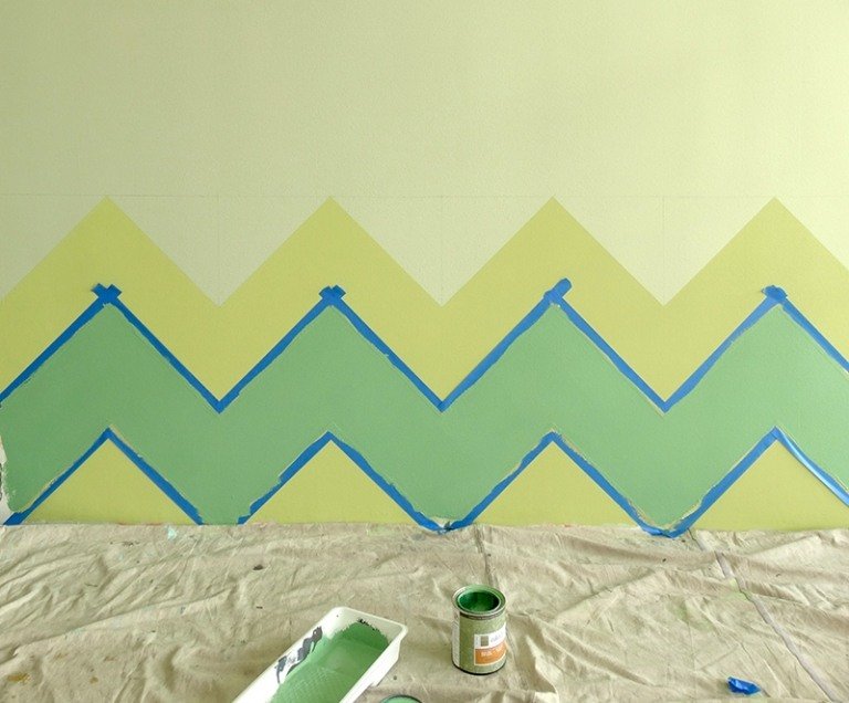 Vægdesign-gør-det-selv-grøn-gul-vægdekorations-farve